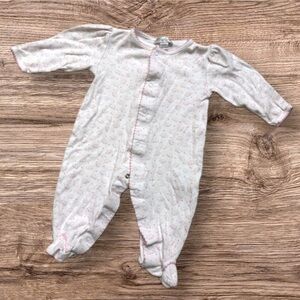 Kissy kissy Zippy Footed Pajama Elephants Baby Girl Size 0-3M  White Pink